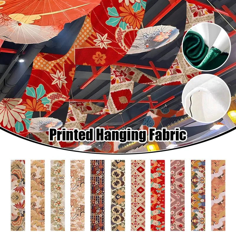 Japanese Pattern Ceiling Drapes Hanging Cloth Ceiling Valance Resturant Izakaya Cuisine Sky Canopy Taverns BBQ Izakayas Decor