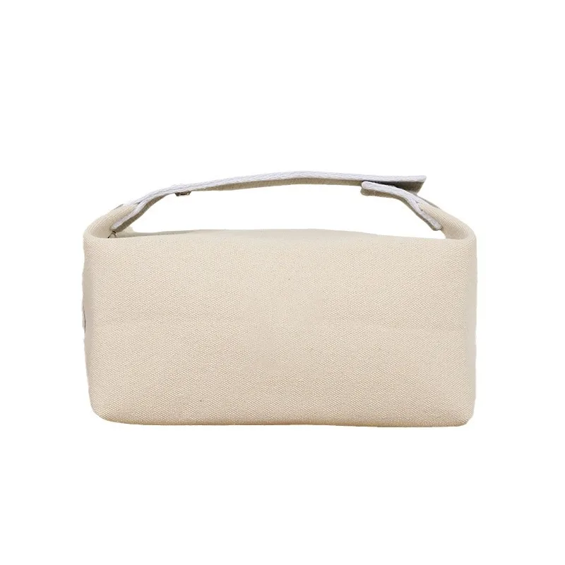

Practical unstitched canvas makeup bag for casual travel and toiletry storage large capacity hand-held makeup bag
