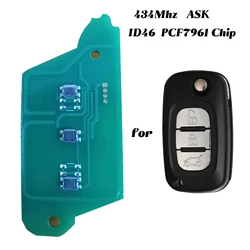 Jingyuqin 3 pulsanti 434Mhz FSK Remote Car Circuit Board ID46 PCF7941 Chip per Renault Clio III 3 Master Twingo 2006-2016