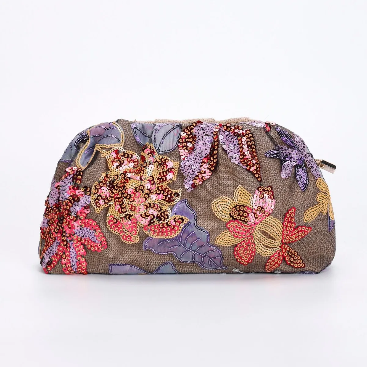 women's heavy industry ink wash wind mesh embroidery sequin  light luxury handbag dinner cloud bag