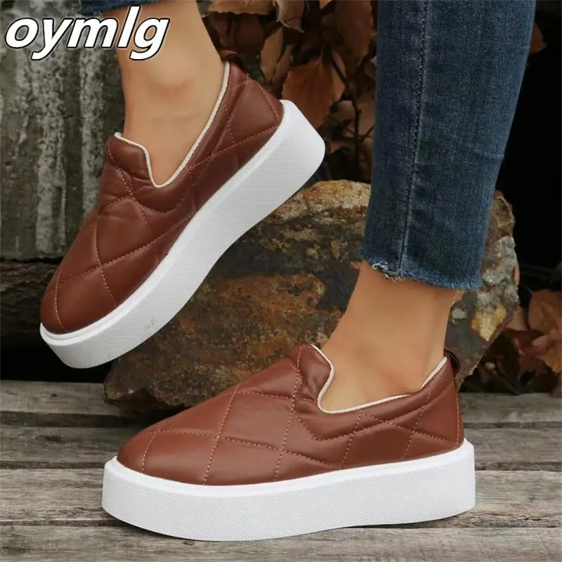 Scarpe singole scarpe grandi da donna nuovo stile solid round head scarpe in pelle con suola spessa tacco piatto scarpe casual basse