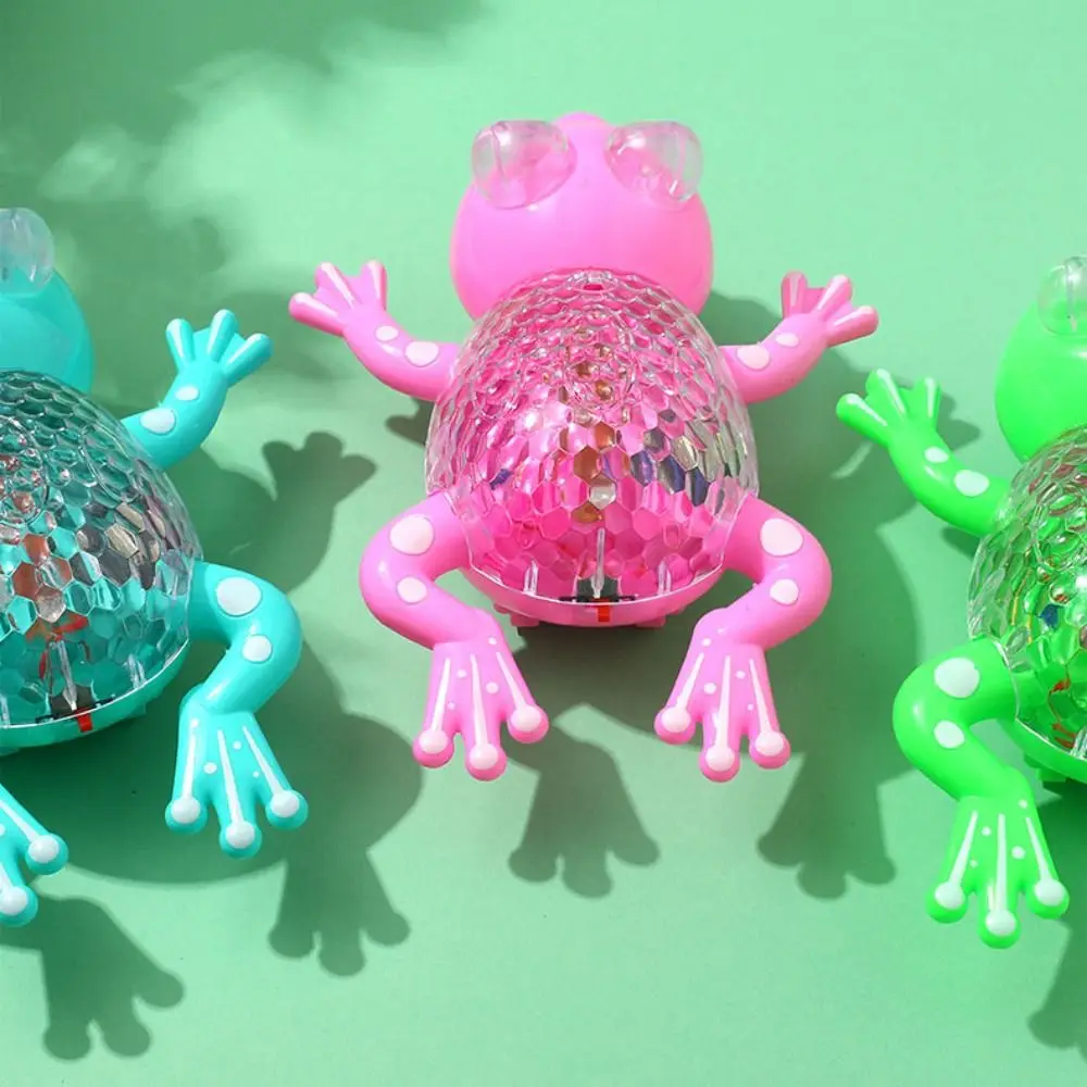 Corda de tração elétrica Crawling Little Frog Brinquedos, emissor de luz com música, boneca elétrica dos desenhos animados, plástico