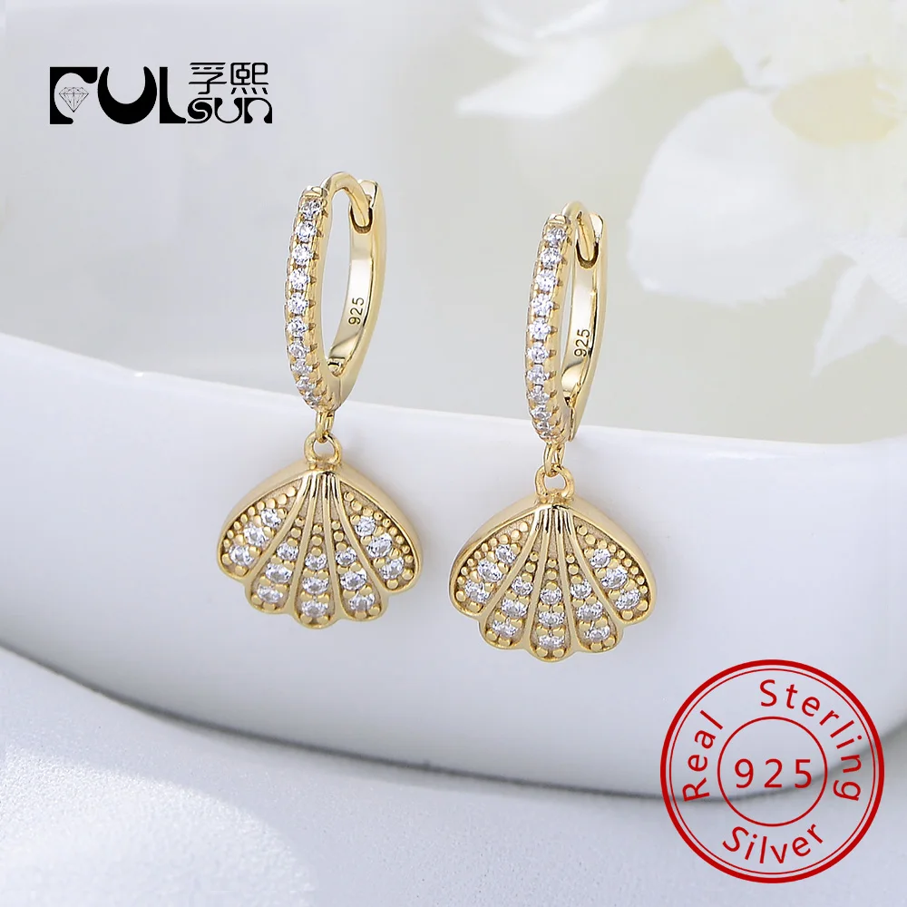 

Modern Popular Designs 14k gold plated Hoop Huggies Shell 14k Gold plated Earring for women