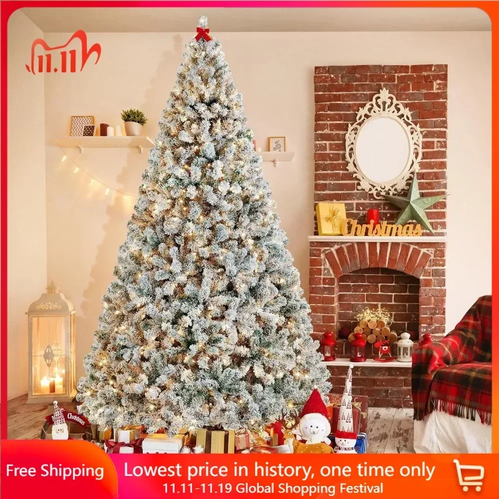 9ft Pre-lit Artificial Christmas Tree,with 2084 Branch Tips, 900 Incandescent Lights & Foldable Stand,,Christmas Trees