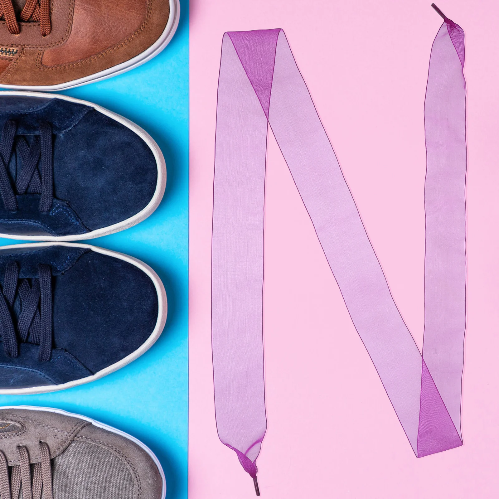 1 Pasang Tali Sepatu Pita Satin Warna Permen Lembut Bahan Sutra Chiffon Tahan Lama untuk Sepatu Sneakers, Hak Tinggi, Sandal Kasual