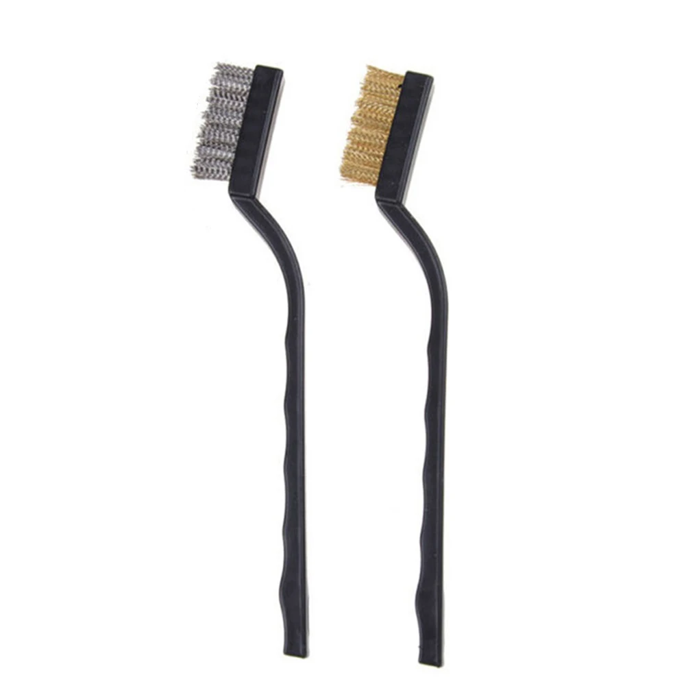 Wire Brush Brass Brushes Woodworking 6pcs/Set Curved Handle For Polishing Metal Remove Rust Mini Nylon Brush Home Kits