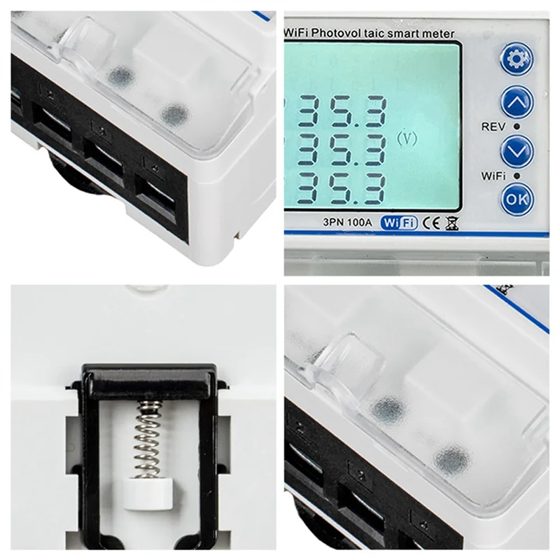 ABKQ-3X 3 Phase 380V 100A Tuya Wifi Smart Bi-Directional Kwh Meter Over Under Voltage Protector Relay Switch Current Limit