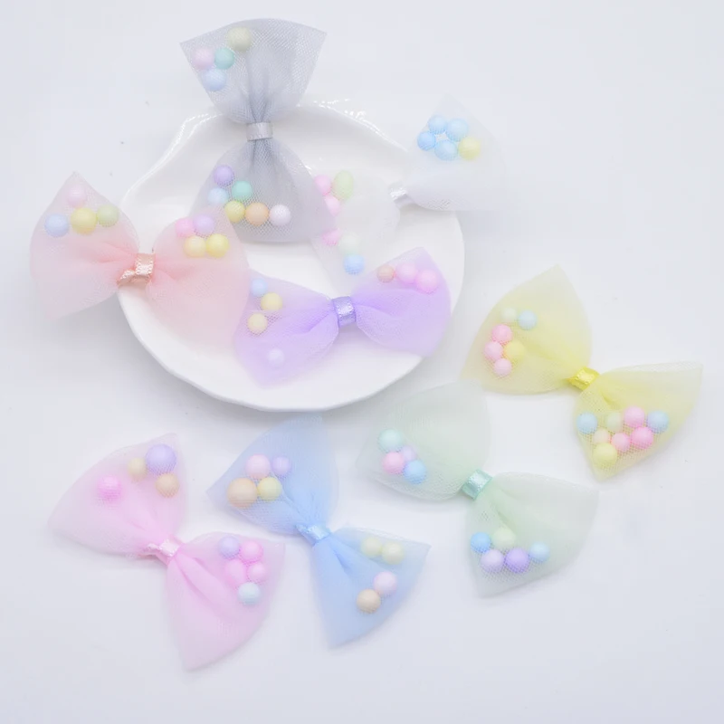 16Pcs 50*35mm Candy Color Bow Tie Applique for DIY Headwear Hair Clips Decor Clothes Hat Sewing Supplies Accessories Patches