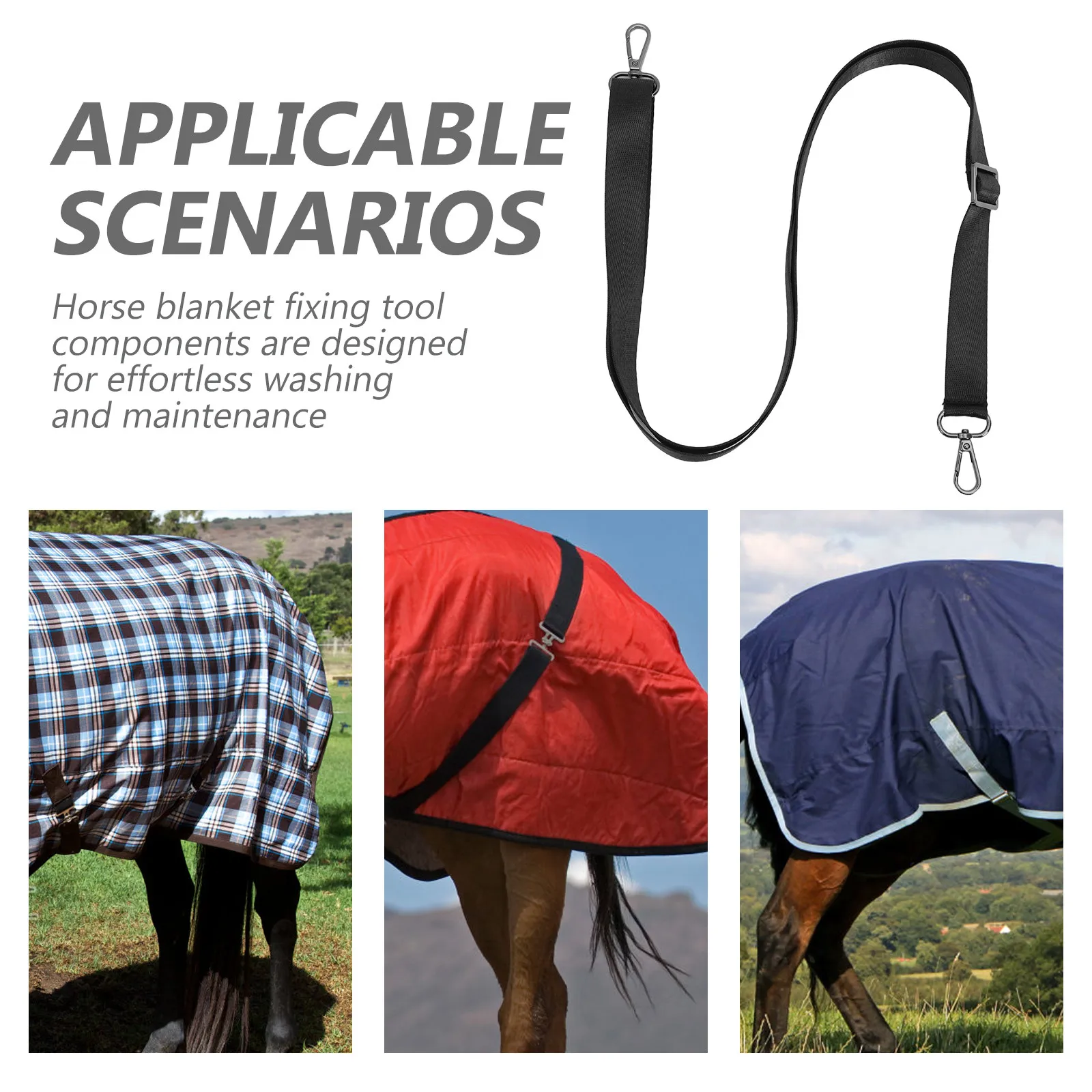 

2 шт. Ремни для конских попон, регулируемые нейлоновые ремни с двойными поворотными застежками, сменные ремни для попон, фиксирующие ремни для конюшен