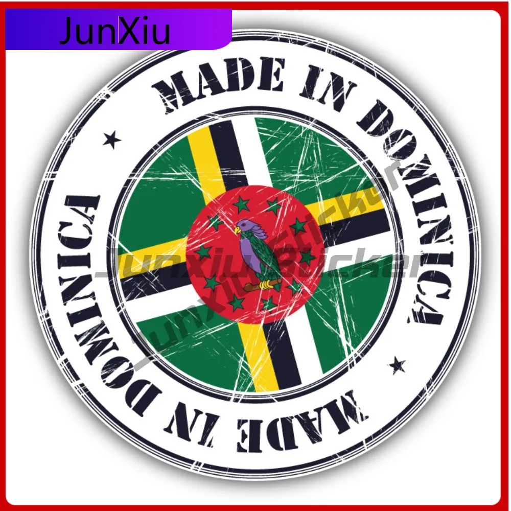 

Made In Dominica Grunge Flag Stamp Car Decal Bumper Stickers Cute Style Window Use For Rear Window Car Accessories Sun Protec