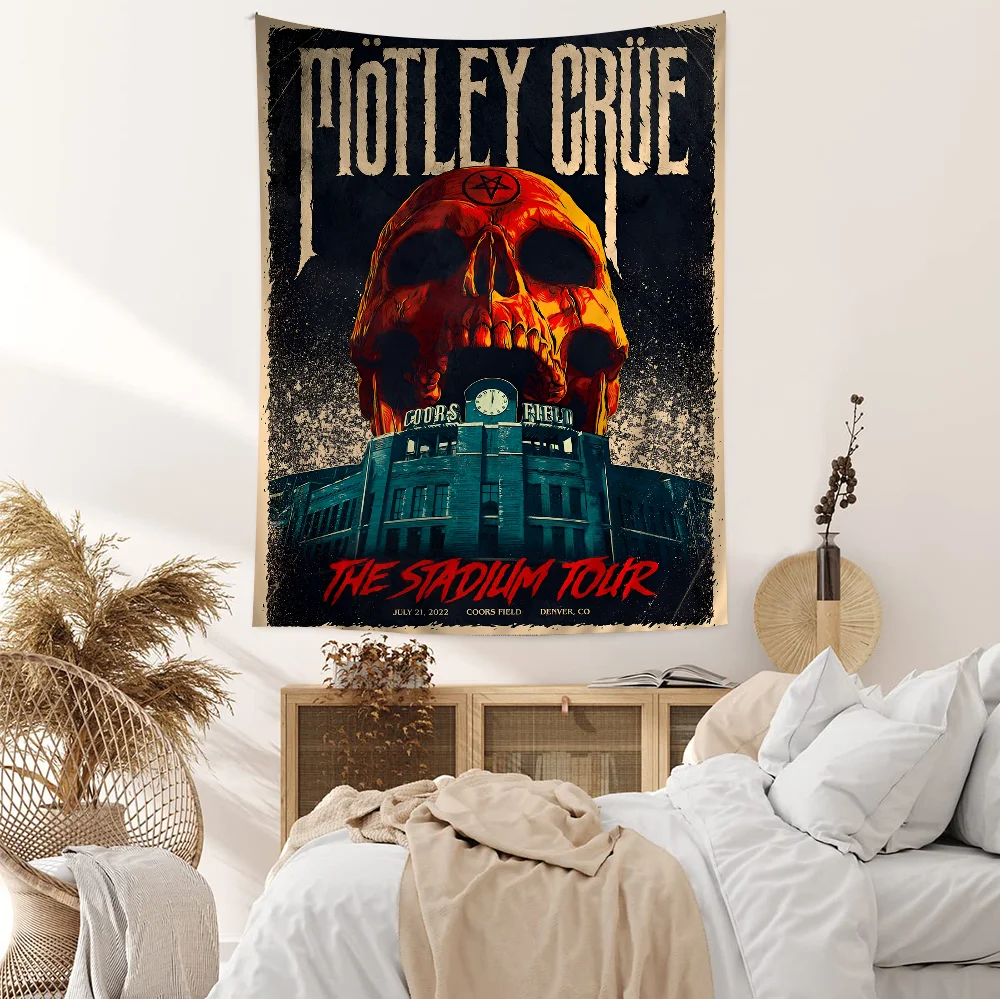 Popular Band M-Motley C-Crues Colorful Tapestry Wall Hanging Hanging Tarot Hippie Wall Rugs Dorm Wall Art Decor