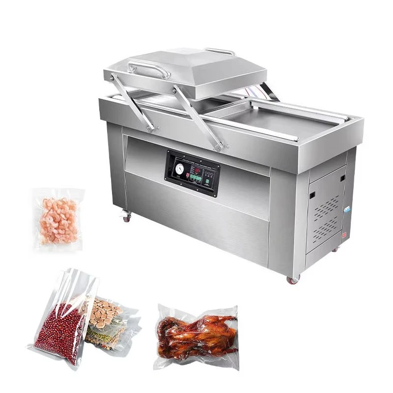 DZ-400 Dual Chamber Vacuum Sealing Machine Automatic Parameter Memory Liquid Sauce Solid Food Packaging Tool