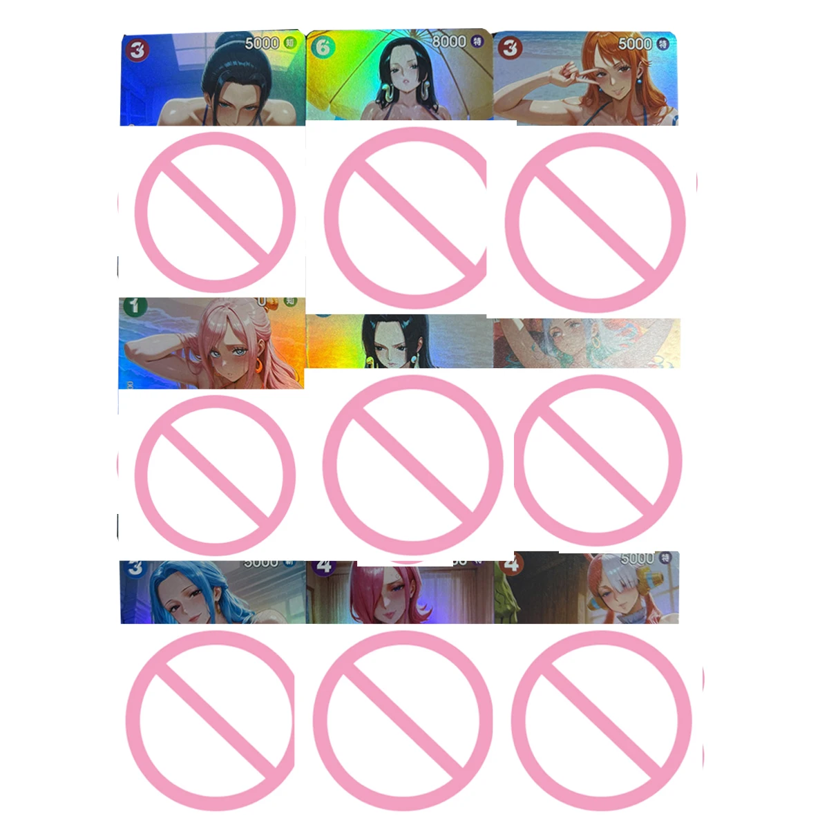 Set de 9 Tarjetas Coleccionables de One Piece, Hancock, Reiju, Shirahoshi, Vivi, con Efecto Flash de Color, OPCG, Anime, Regalo, Juguetes