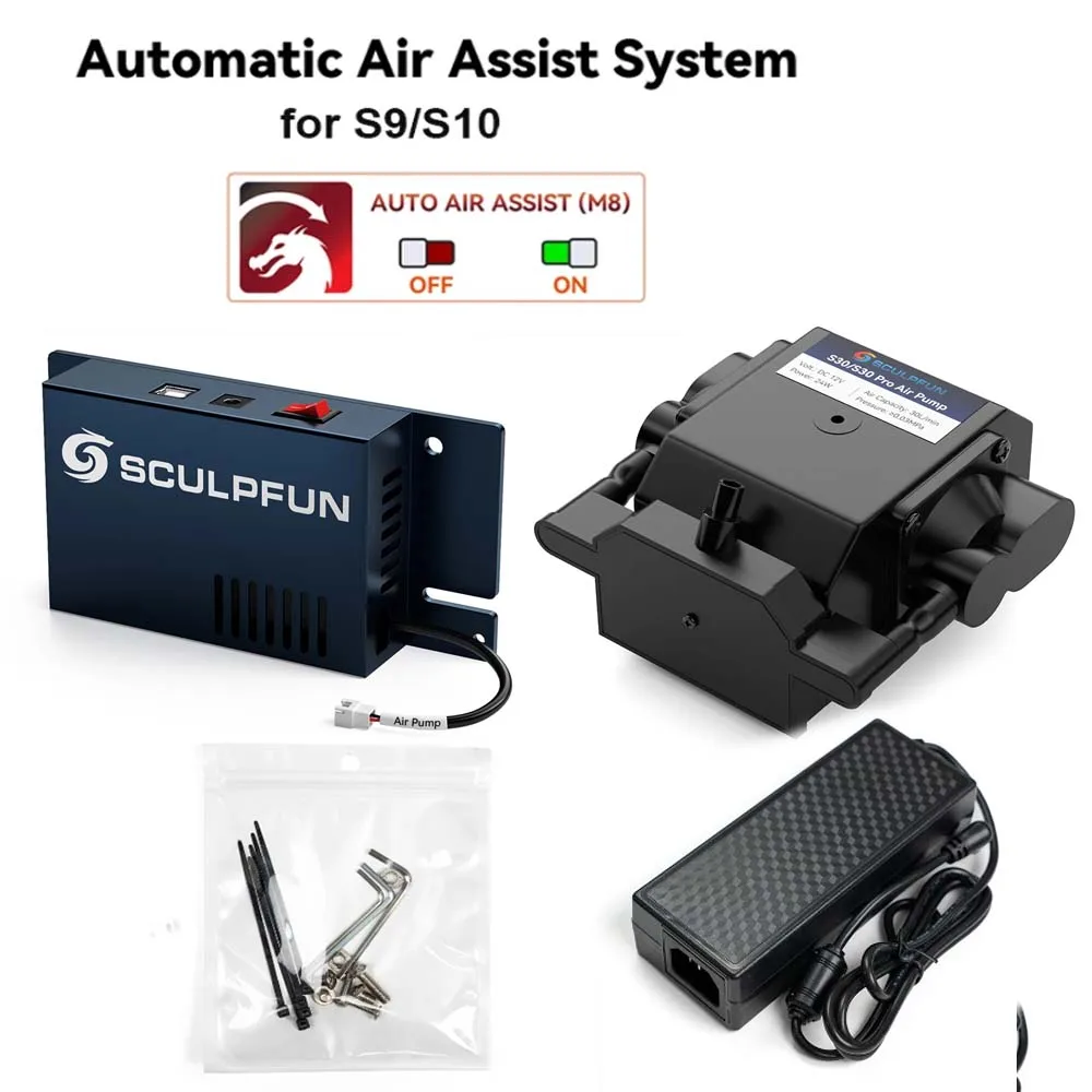 

SCULPFUN Automatic Air Assist System Kit for Upgrading S9/S10 Laser Engraver Air Assist Kit 30min/Min Automatic Air Pump