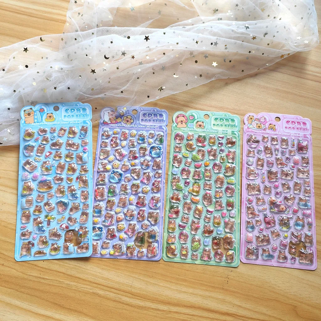 Capybara Pop Seal Resin Sticker Set (4 Pcs) - Fun Embellishments for Planners & Handcrafts AnimeWorlds Store
