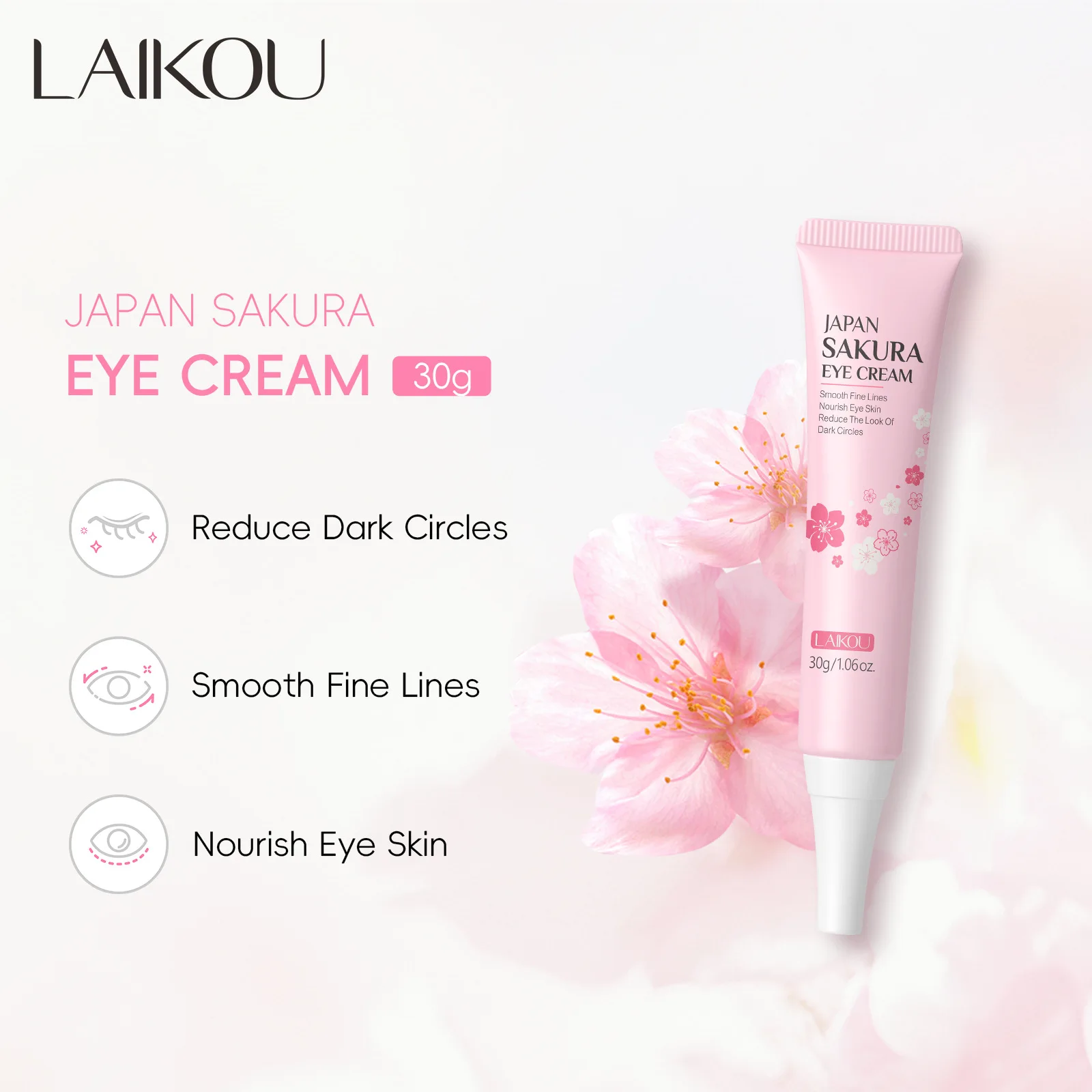 Crema de ojos japonesa Sakura, 30g, antienvejecimiento, eliminación de ojeras, hidratante, reducción de arrugas, tratamiento de ojos para mujeres y hombres, cosméticos
