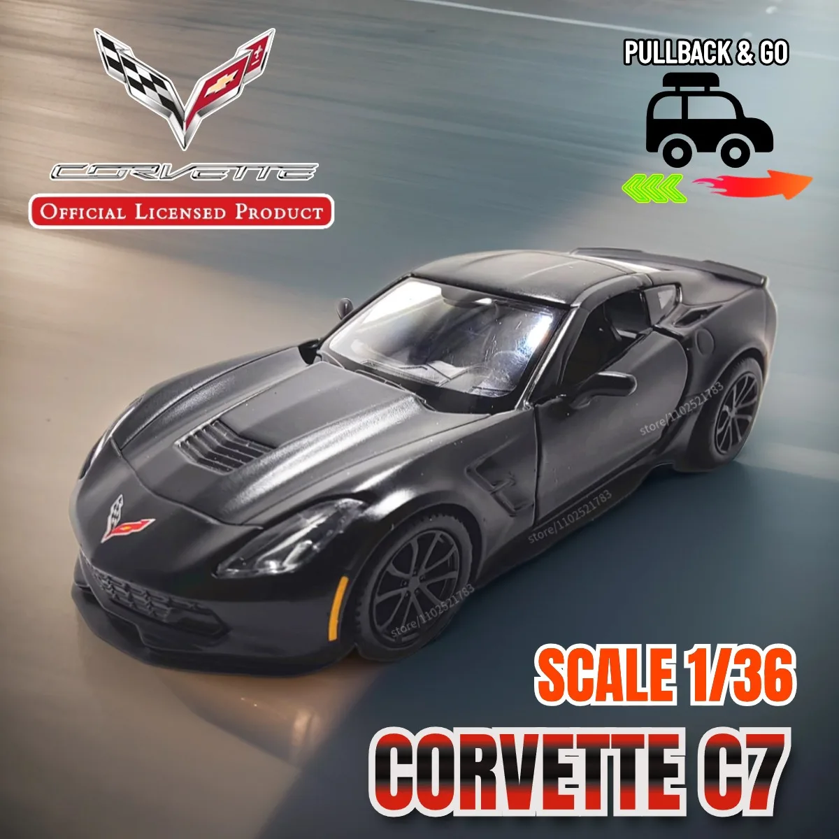 1:36 Metal Diecast Car Model Repilca Chevrolet Corvette C7 C6 Scale Miniature Collection Vehicle Hobby Kid Toy for Boy Xmas Gift