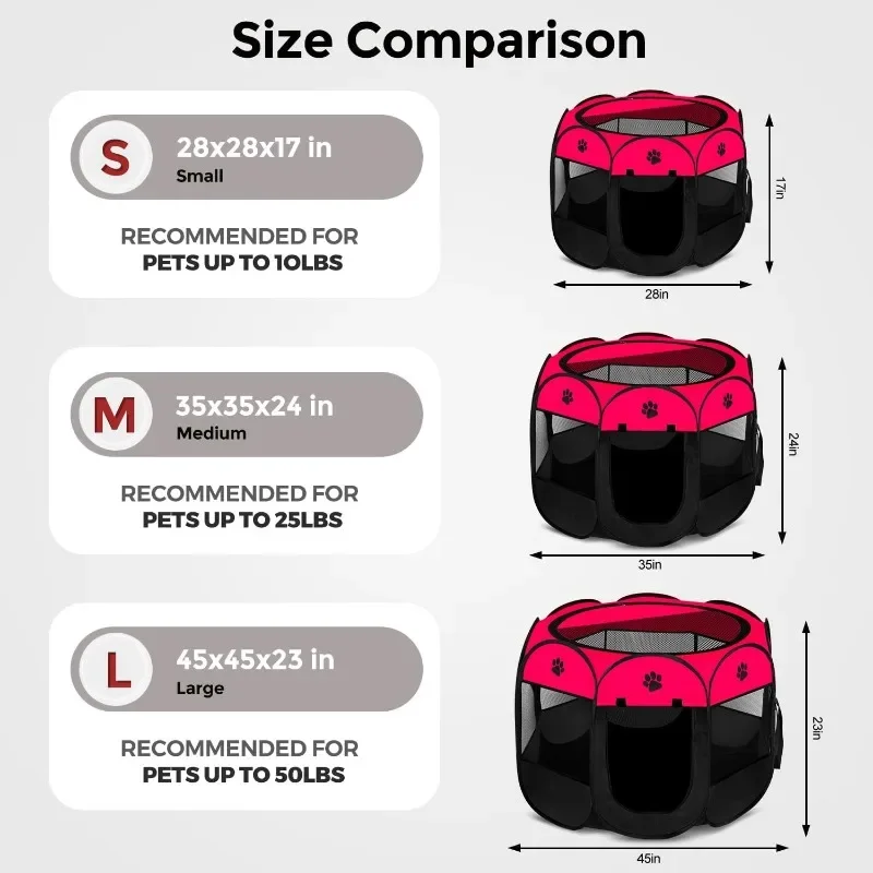 Pet Dog Puppy Playpen Cat Tent Crates, Foldable Exercise Kennel Portable for Small Medium Dogs/Cats/Rabbits, Indoor Outdoor