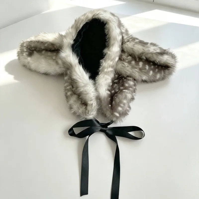 Niedliche Elch-Plüsch-Wärmeohrenschützer für Frauen, Herbst und Winter, koreanische Version, verdickte Ohrenschützer, Antler-Schnür-Stirnband – Detail 3