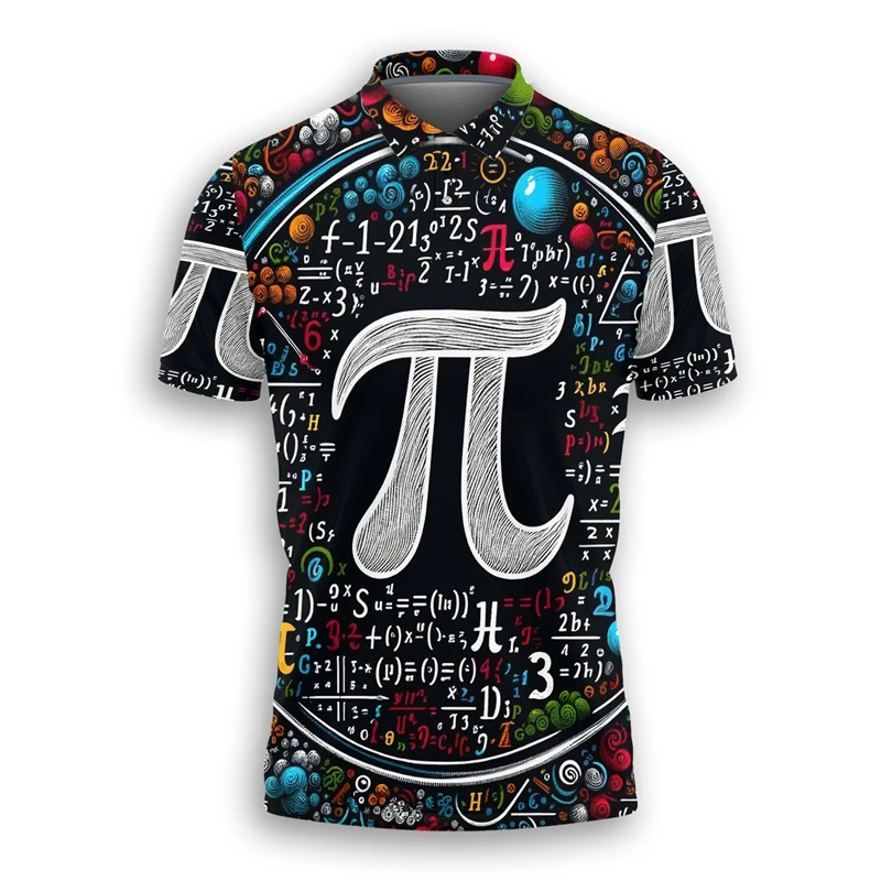 Pi Symbol Graphic Polo Shirts For Men Math Enthusiast Streetwear Fashion Student POLO Shirt Harajuku Fashion Boy POLO Shirt Tops