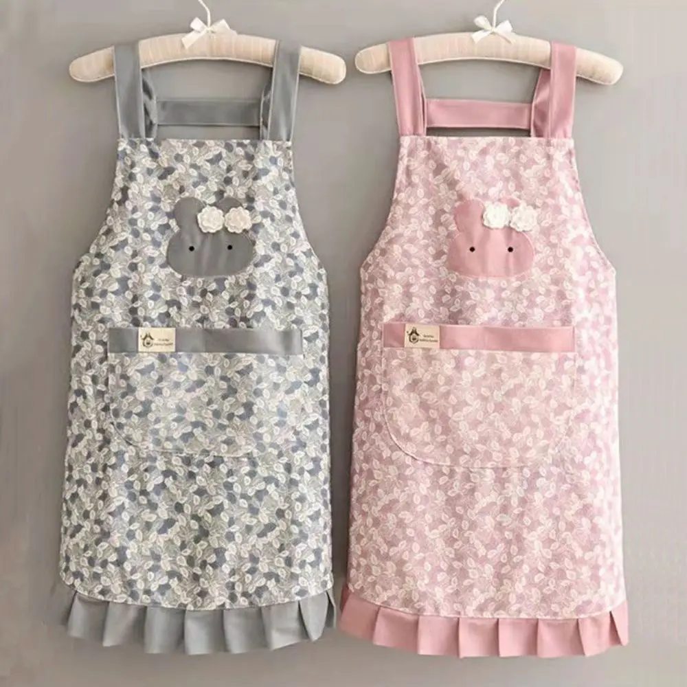 Household Kitchen Cotton Cute Strap Apron Cooking Abrasion Antifouling Barista Apron Restaurant Uniform Coffee Work Clothes