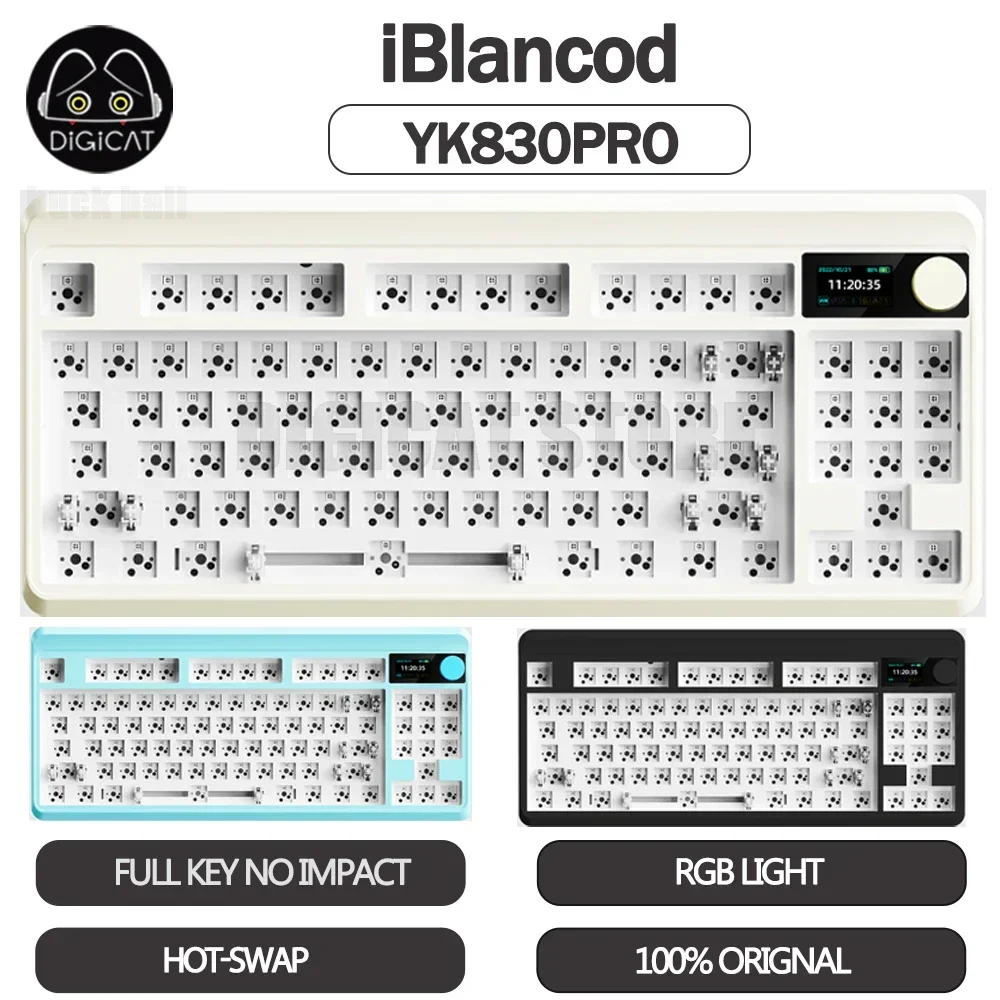 

iBlancod YK830pro Mechanical Keyboard Kit 3mode USB/2.4G/Bluetooth Wireless Keyboard Kits Hot Swap Rgb 87key Gaming Keyboard Kit