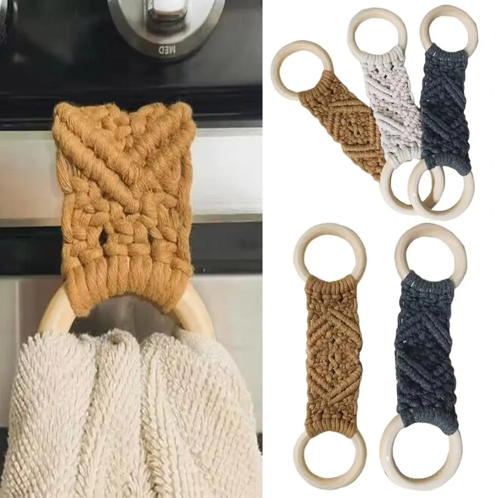 Crochet Towel Ring Cotton Rope Kitchen Towel Hanger Dish Towel Ring Kitchen Crochet Hanging Dish Towels Holder Decoration