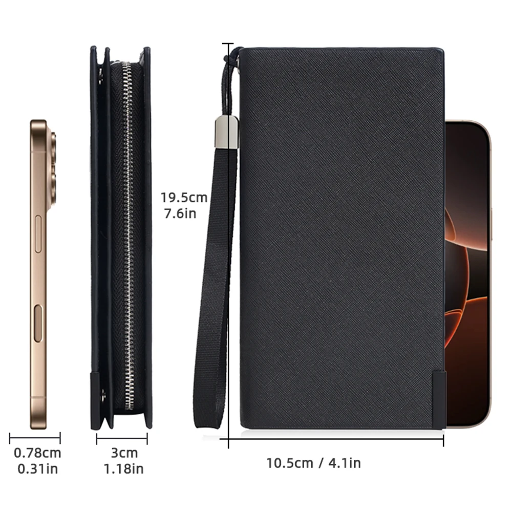 Carteira longa masculina de grande capacidade, porta-cartões de alta qualidade, bolsa de moedas masculina, bolsa de grande capacidade, clipes de fotos para homens