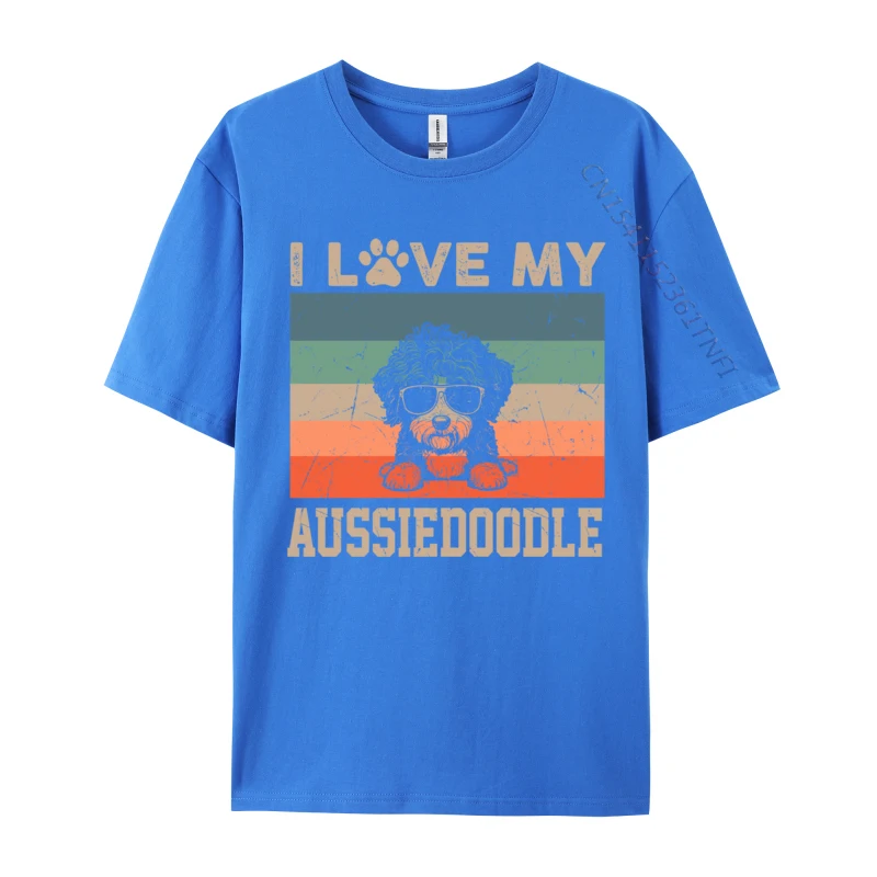 I Love My Aussiedoodle Cool Dog Vintage Retro Dog Christmas T-Shirts Oversized Short Sleeve Geek T Shirts All Cotton