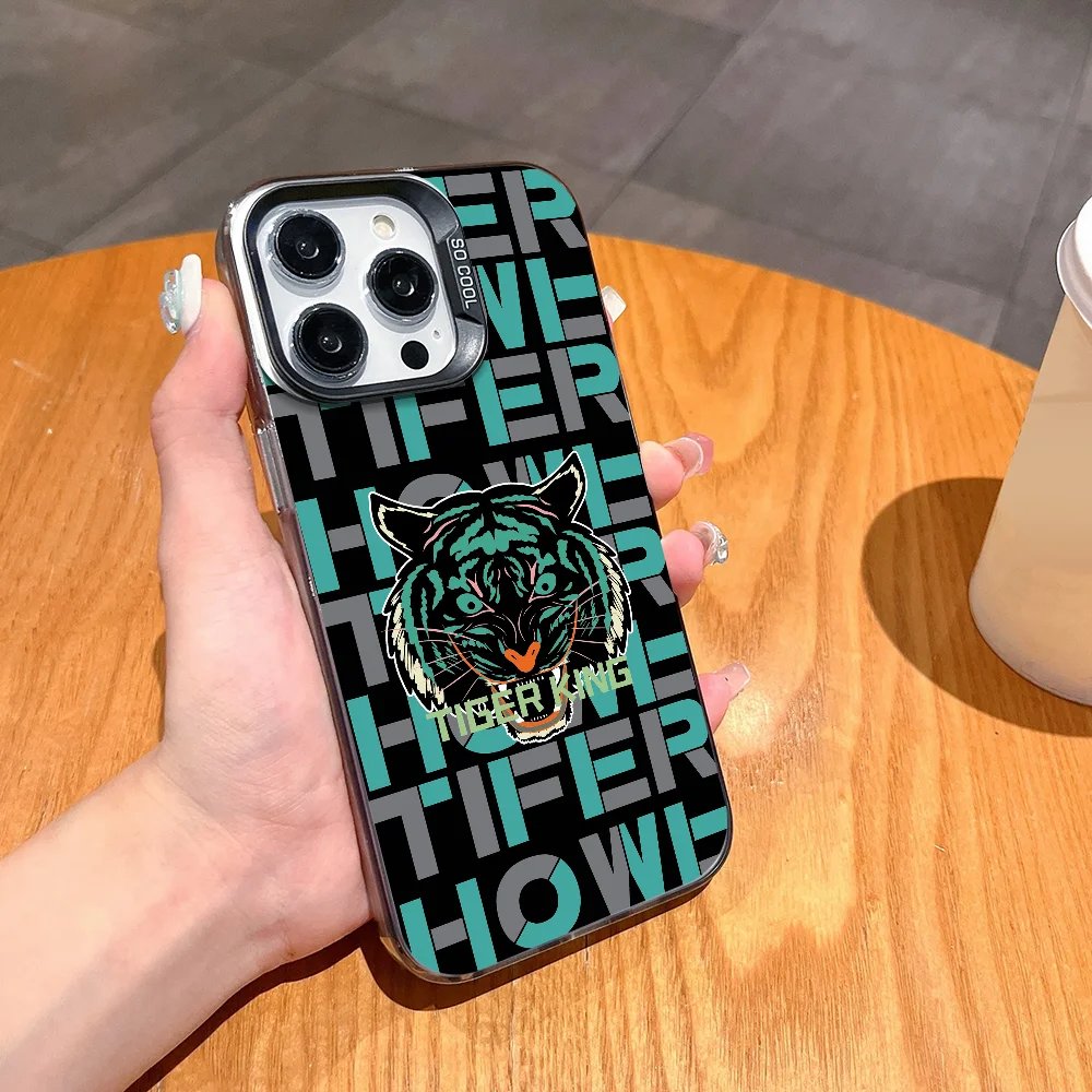 Funda de teléfono K-Kenzos de marca de moda FUNDA para iPhone 12 11 13 14 15 16 Max Pro Plus Mini cubierta de Color plateado lMDaser