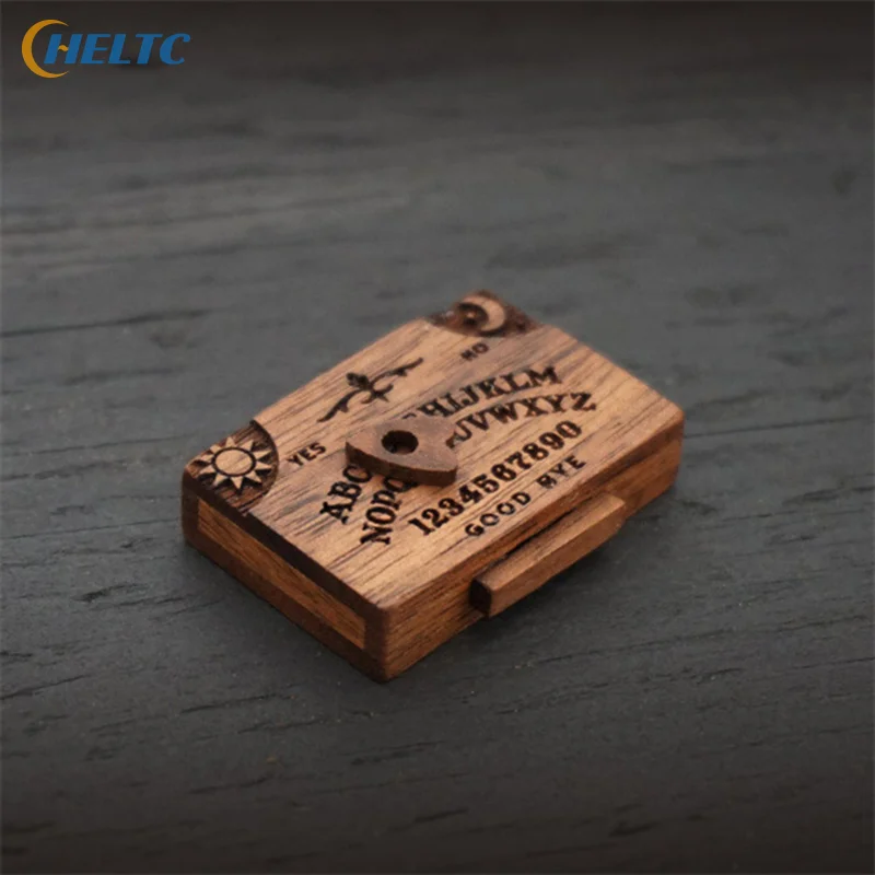 Retro Mini Wooden Ouija Board With Drawer Miniature Spirit Board Divination Pendulum Boards Ornament Home Desktop Decoration