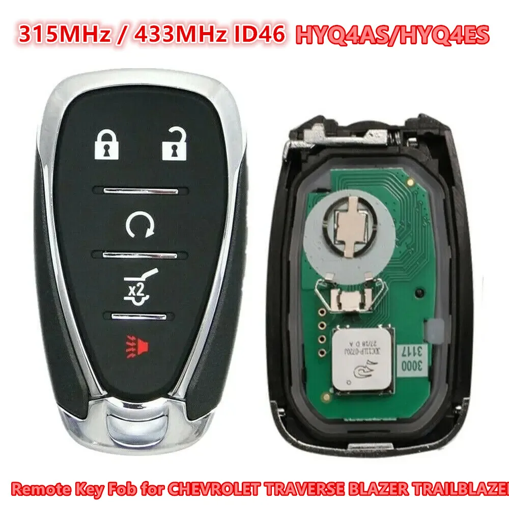 

Умный дистанционный ключ KEYECU 315 МГц/433 МГц ID46 брелок с 5 кнопками для CHEVROLET TRAVERSE BLAZER TRAILBLAZER HYQ4ES/HYQ4AS