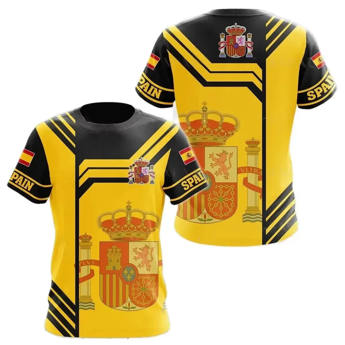 2025 الصيف الاسبانية شعار ثلاثية الأبعاد مطبوعة تي شيرت رجالي الجولة الرقبة ملابس بأكمام قصيرة ملابس رائعة فضفاضة قميص رجالي #5