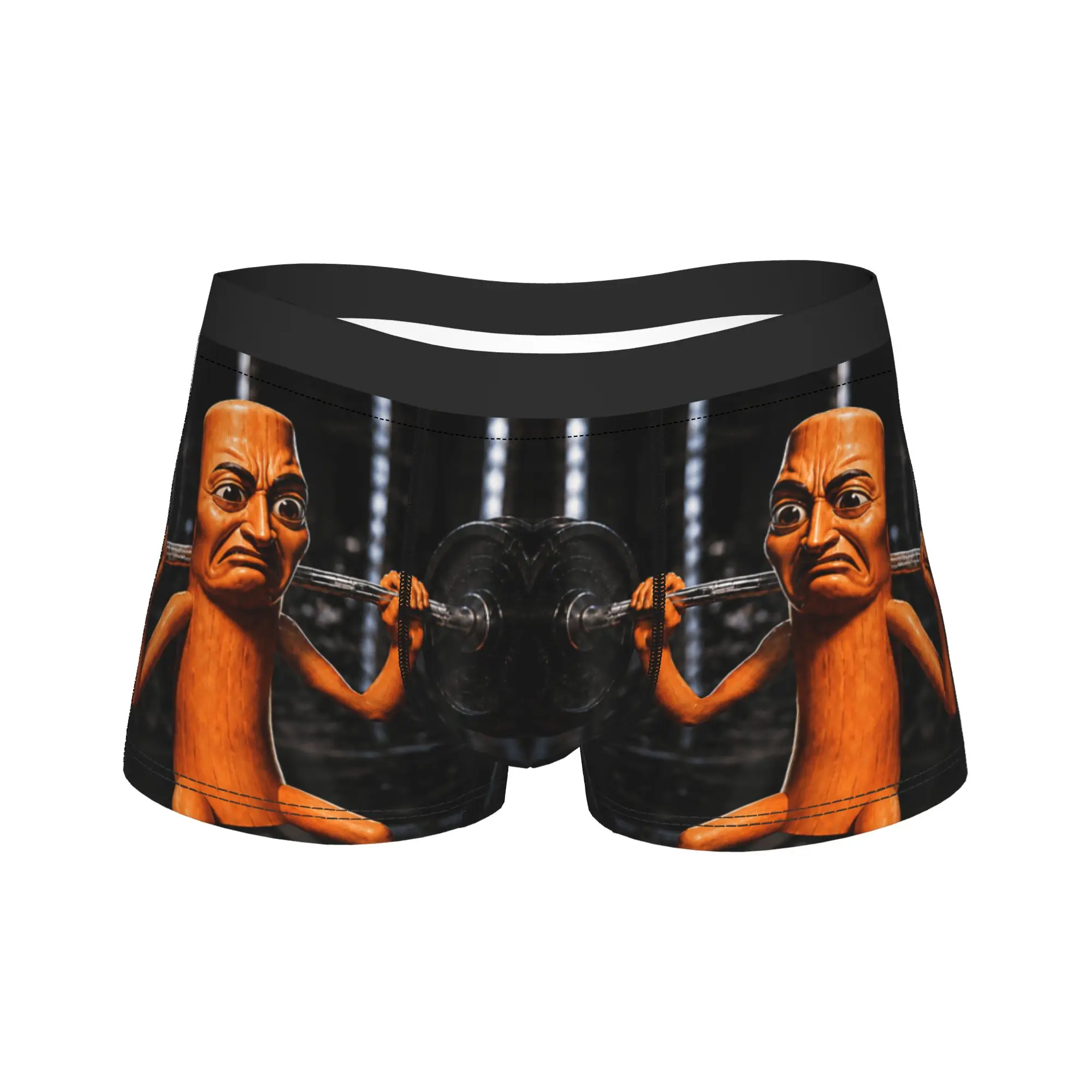 Disgusting Gym Tung Tung Sahur Workout Meme Humor Fitness Boxer Brief Underwear Men Breathable Trunk Custom Plus Size Underpants