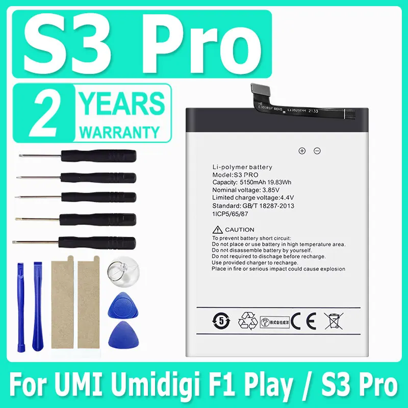 

XDOU New Replacement Battery For UMI Umidigi F1 Play S3 Pro 5150Mah Hight Capacity Bateria + Tools