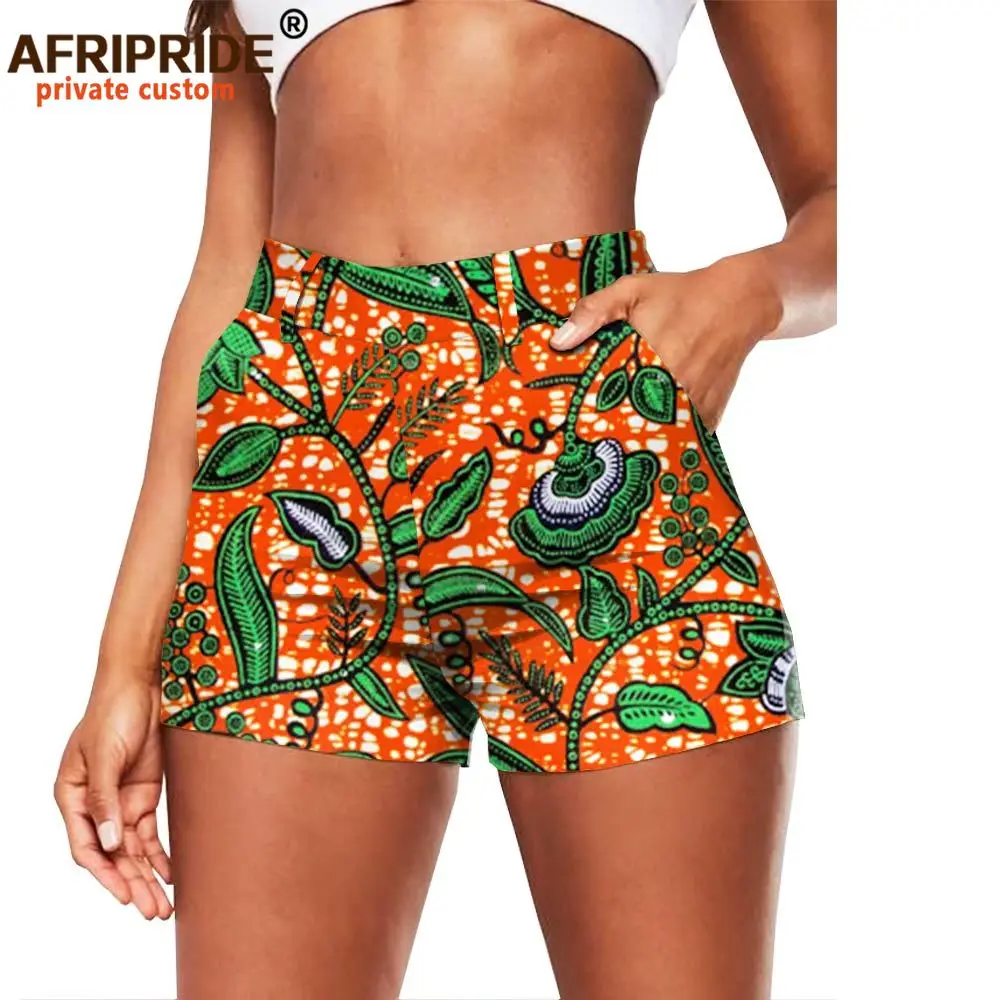 Pantalones cortos con estampado africano, moda de verano, pantalones cortos informales sexys de algodón de talla grande, ajustados, de cintura alta, Ankara Dashiki AFRIPRIDE A2021002