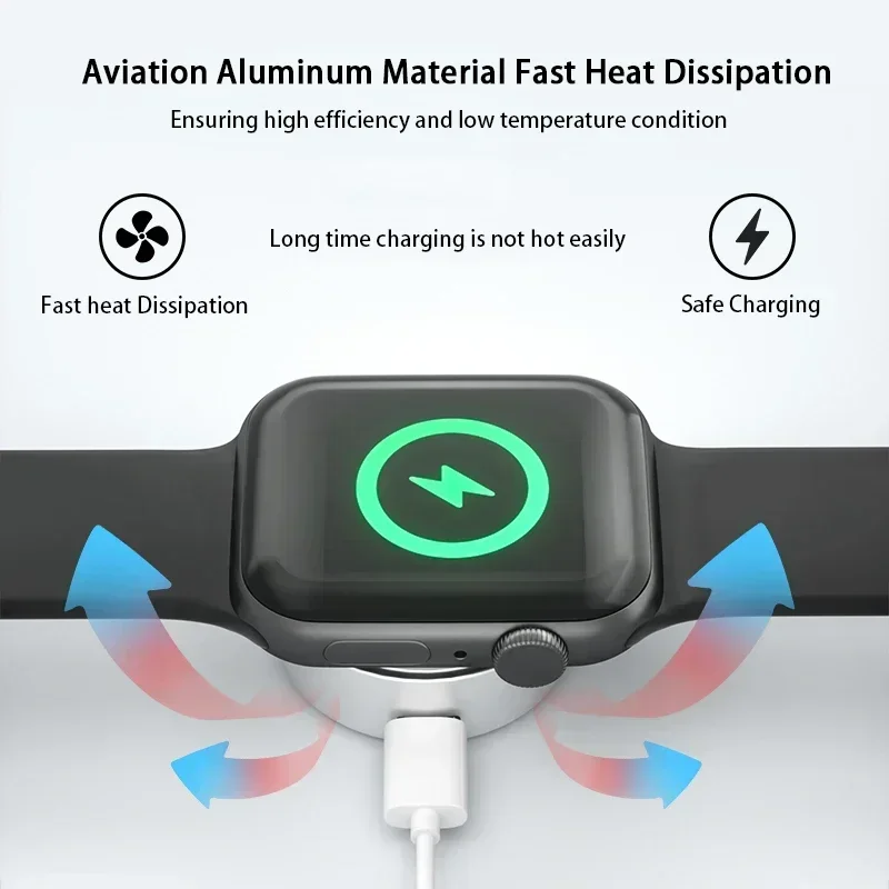 ساعة مغناطيسية محمولة شاحن لاسلكي مع سلسلة مفاتيح لساعة أبل 10 S9 8 7 6 5 4 Ultra2 SE Type C L شحن بمنفذ مزدوج