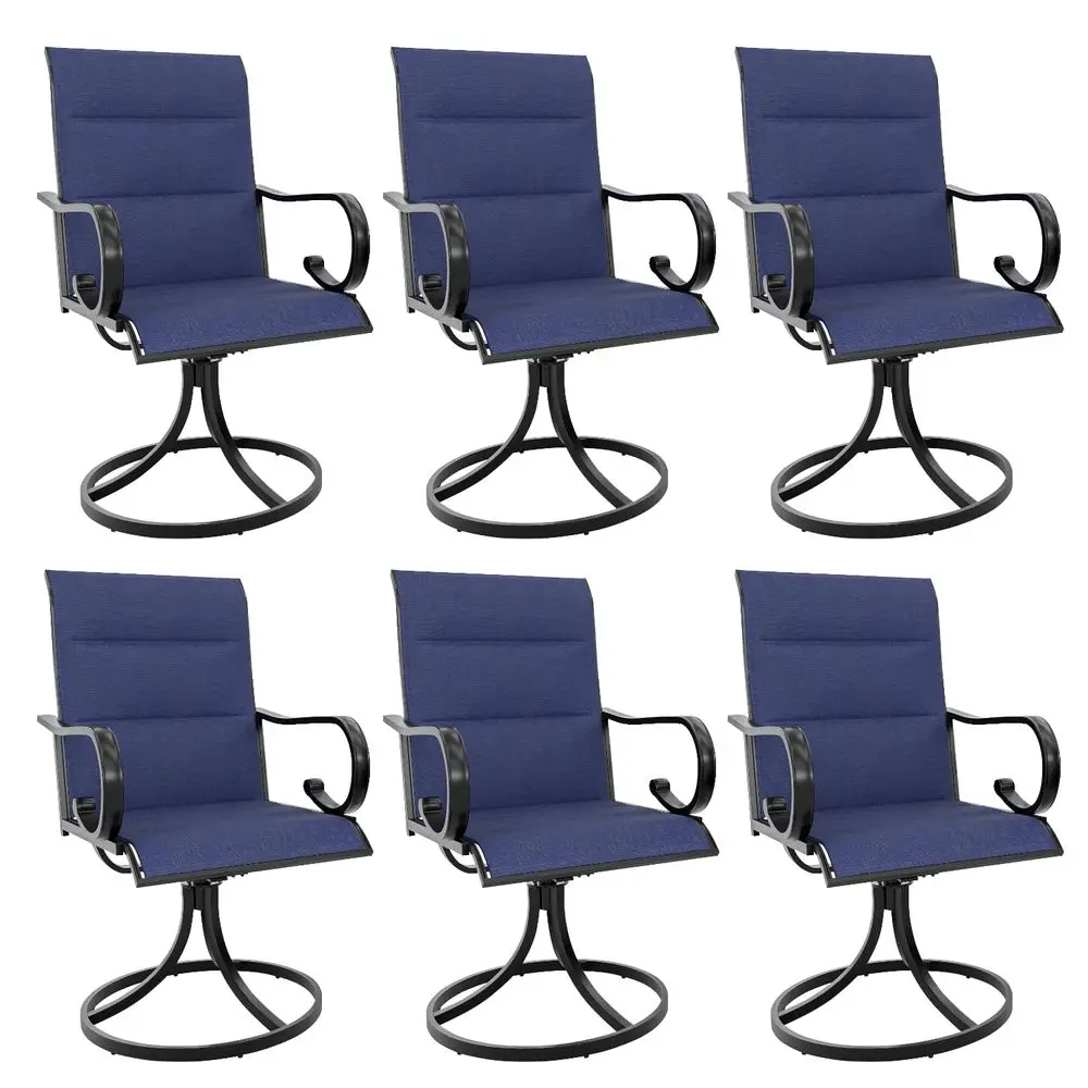 

Swivel Outdoor Chairs Set of 6, High Back Padded Textilene Patio Dining Chairs with Metal Frame, AllWeather Outdoor Furniture R