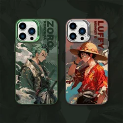 Cute Anime One Piece Luffy Gear 5 Nika Roronoa Cartoon Phone Case For iPhone 16 15 14 13 12 11 Pro Max Plating Shockproof Cover