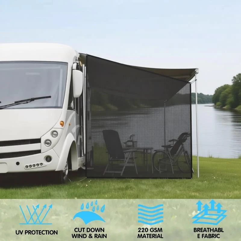 

RVs Caravans Awning Side Shade Mesh Screen 9x7Ft Sunshade Privacy Screen Kit Car Exterior Wind Mosquitoes Protect RV Accessories