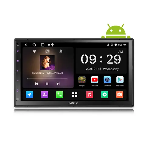 7インチ2DINアンドロイドカーマルチメディアプレーヤー、ワイヤレスCarPlay対応、Android Auto、Bluetoothラジオ、ダブル2DINカーステレオ、ATOTOZONE