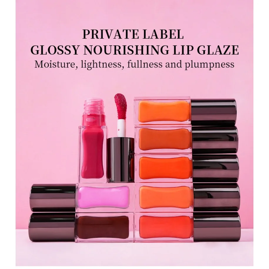 Marque privée maquillage végétalien vente en gros Tube carré brillant miroir brillant à lèvres laque teinte hydratant brillant à lèvres Logo personnalisé