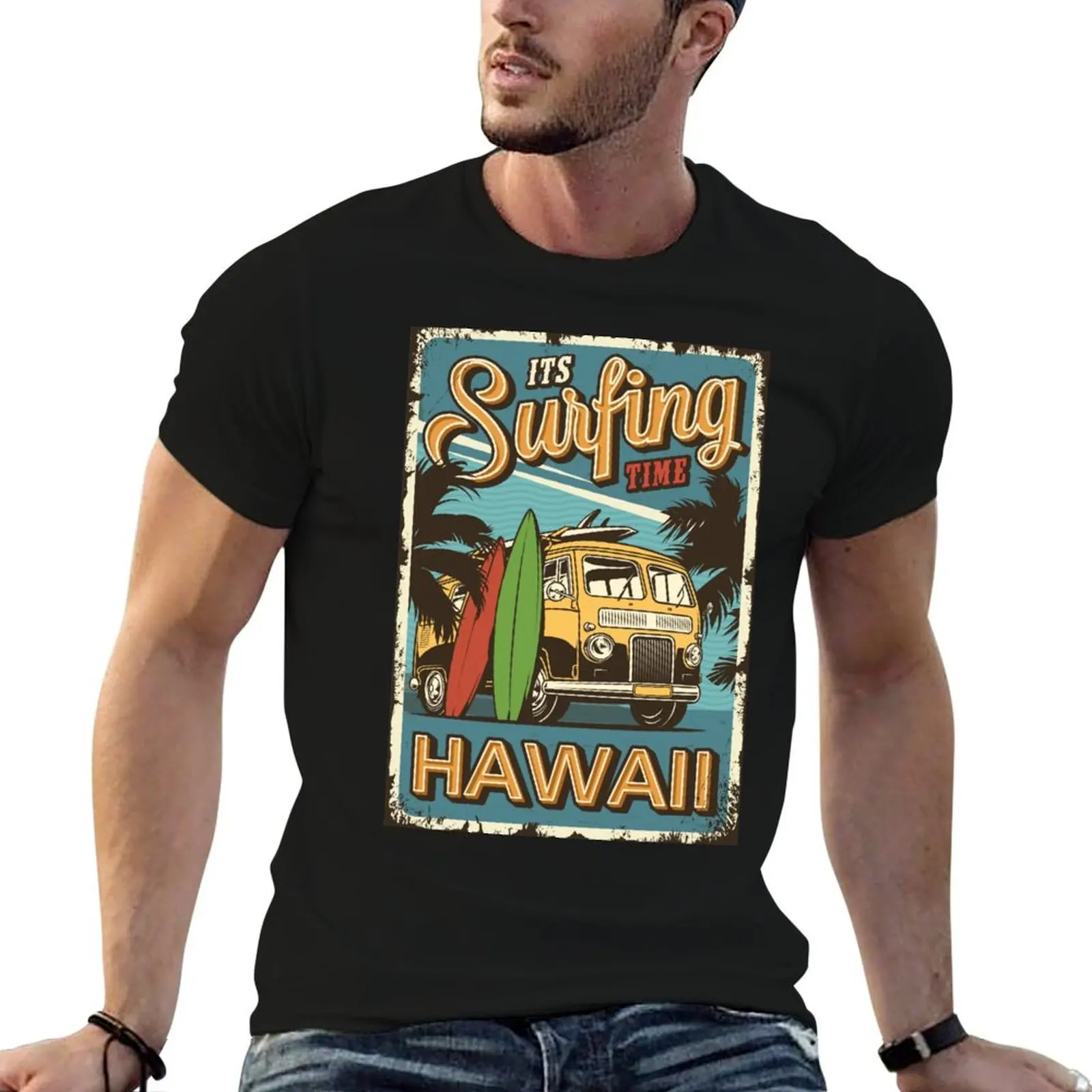 

SURFING HAWAII TIME T-Shirt man t shirts for men casual t shirt man cotton T-Shirt