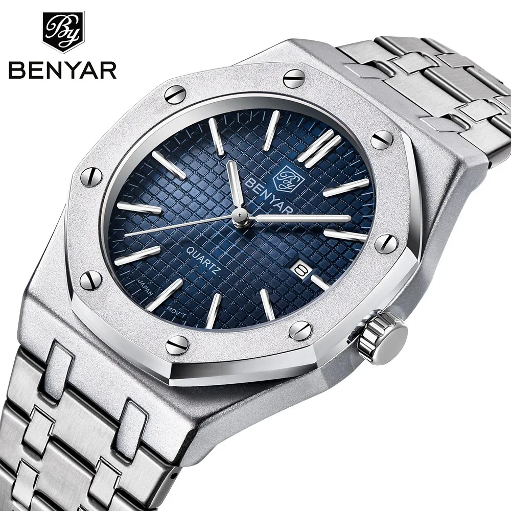 

BENYAR 5156 Men's Quartz Watches and B Top Brand Fashion Simple Waterproof Night Glow Date Quartz Watch for Men Montres Hommes