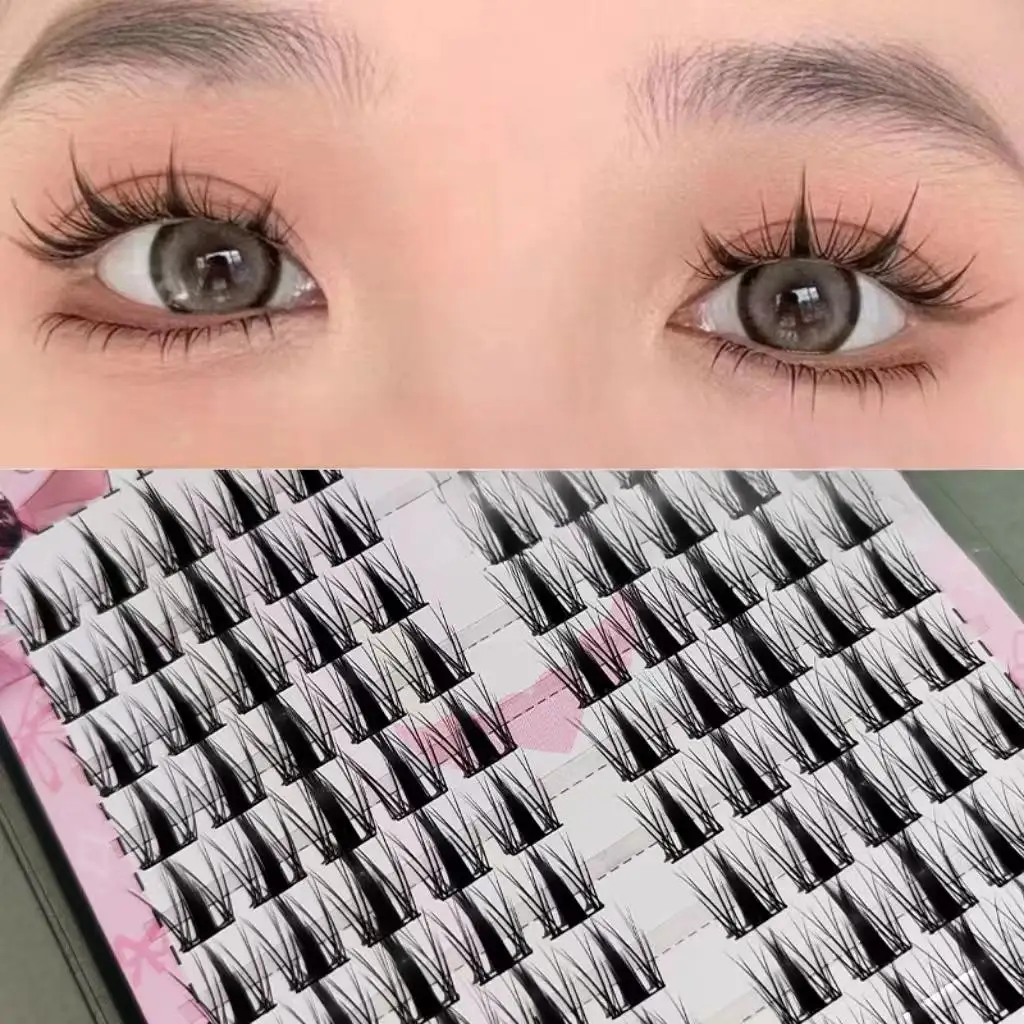 Hisyi 10 filas de pestañas postizas de aire pestañas loli segmentadas pestañas naturales de girasol pestañas rizadas naturales de un solo tuft