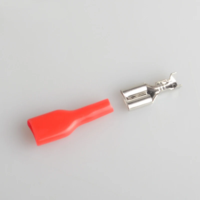 100 Sets 6.3 mm with sheath inserted spring 6.3mm Female connector switch terminal with insulator for wire