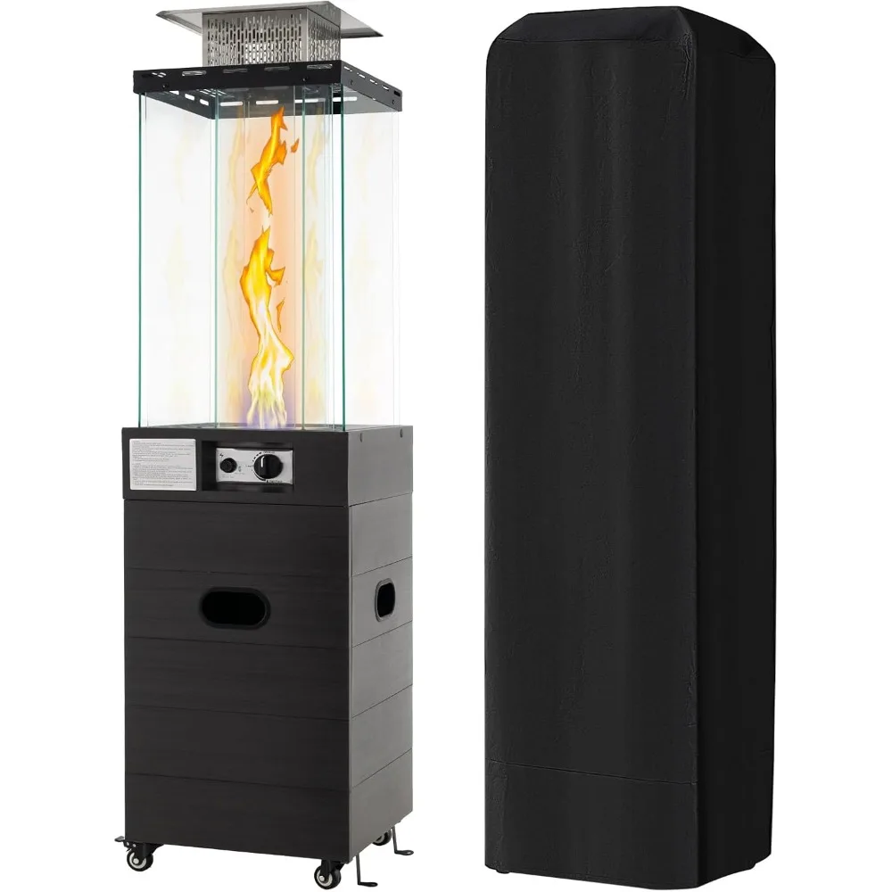 

Outdoor Heater, 40,000 BTU Propane Patio Heater with Tempered Glass Tube, Stainless Steel Burner, Wheels and Cover