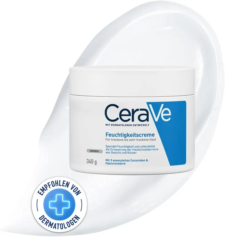 CeraVe Moisturising Cream 340g Fragrance‑Free Daily Face & Body Cream with Ceramides for Dry Skin Care