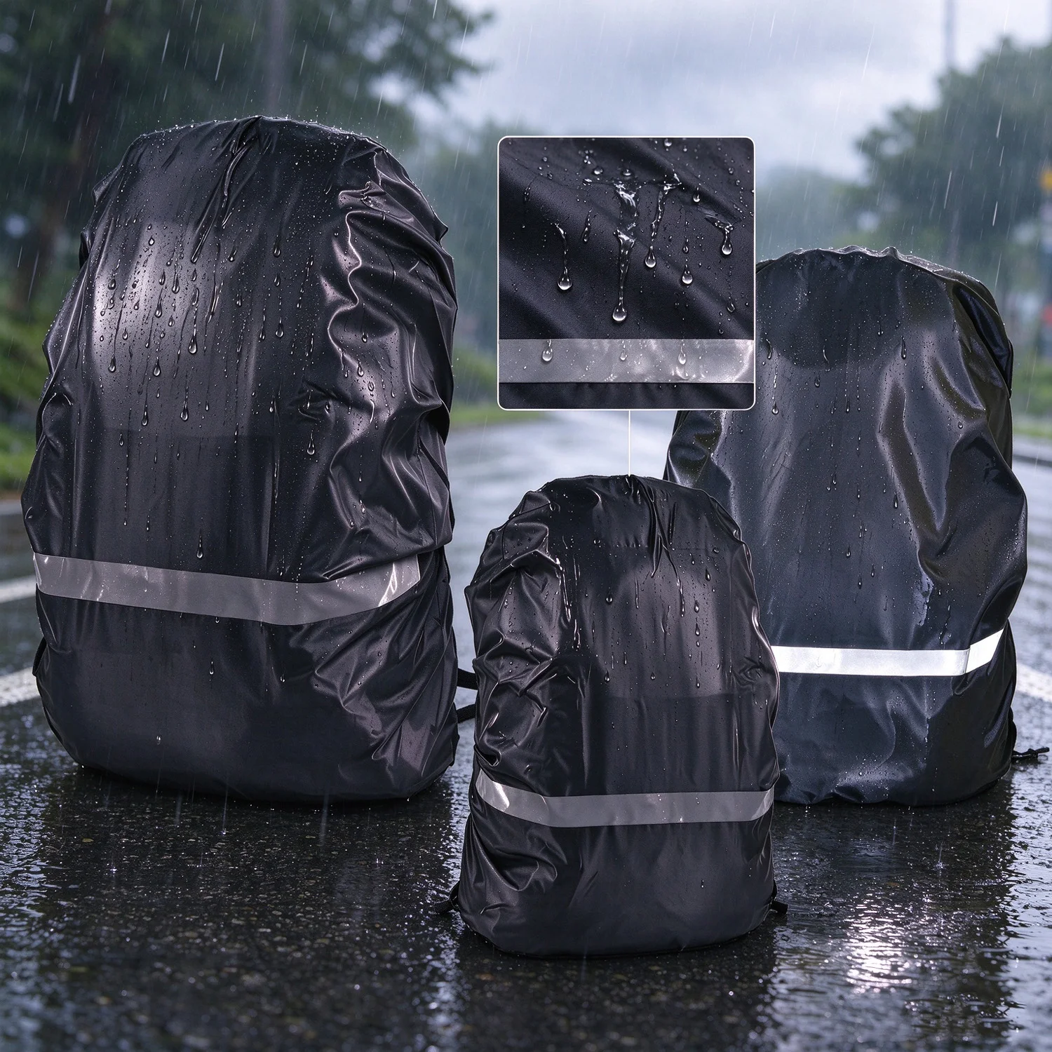 10L-50L Backpack Protective Cover Sports Bag Waterproof Case Student Backpack Covers Scratch Dust Resistant Reflective Strip