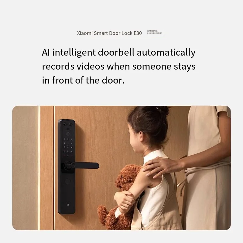 Para xiaomi e30 tela grande olho mágico câmera mijia mi casa app inteligente impressão digital automática código de bloqueio chave mecânica